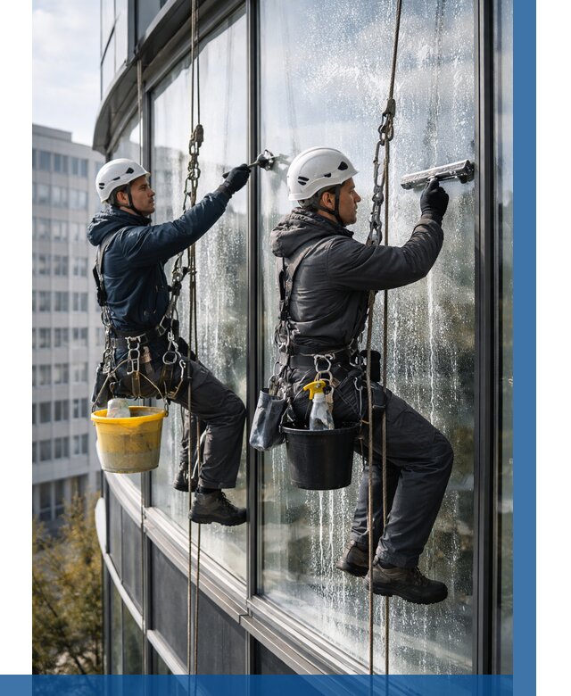 Мойка панорамных окон в Новом Уренгое от 364 р. заказать у ВЫСОТНИК-Нвг