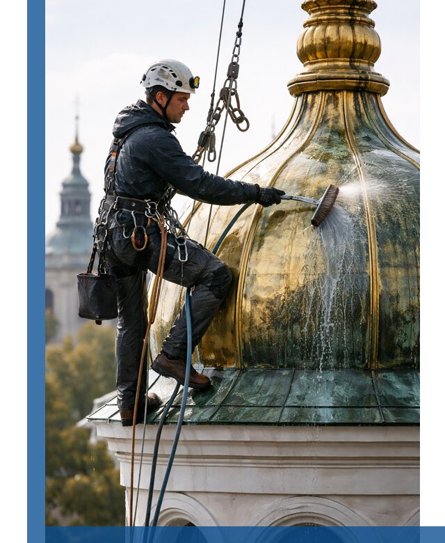 Профессиональная мойка куполов и шпилей высотными альпинистами в Новом Уренгое