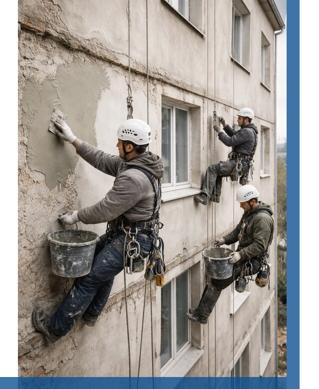 Ремонт штукатурного фасада в Новом Уренгое от 780 р. под ключ | ВЫСОТНИК-Нвг