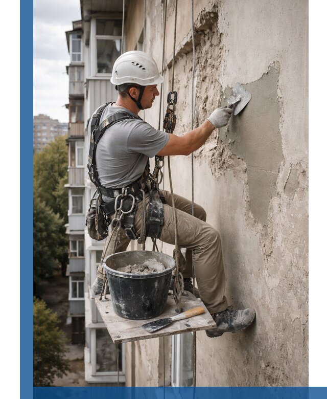 Восстановление фасадной штукатурки в Новом Уренгое с гарантией качества