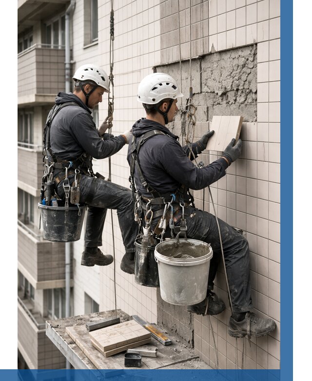 Ремонт облицовки фасада плиткой в Новом Уренгое от 1872 р. | ВЫСОТНИК-Нвг