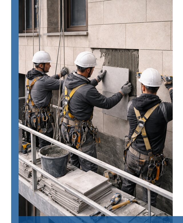 Ремонт облицовки фасада плиткой в Новом Уренгое с гарантией