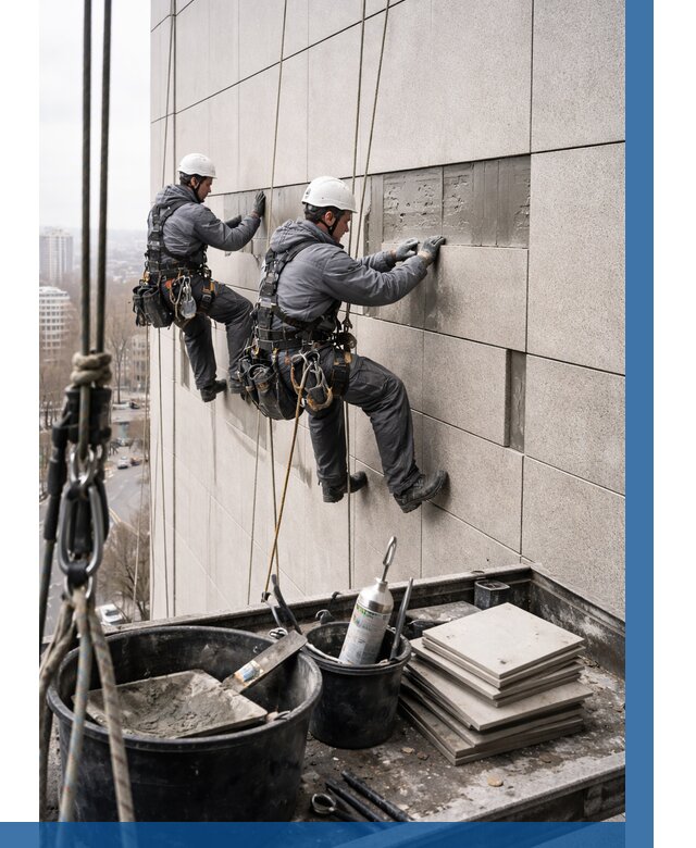 Ремонт фасада из керамогранита в Новом Уренгое от 2600 р. | ВЫСОТНИК-Нвг