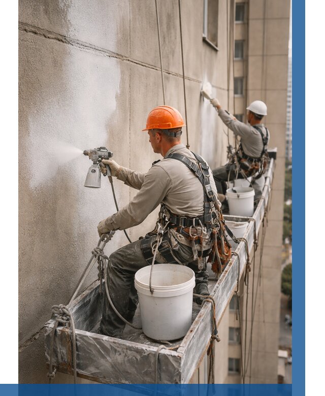 Грунтовка фасада на высоте в Новом Уренгое от 125 р. | ВЫСОТНИК-Нвг