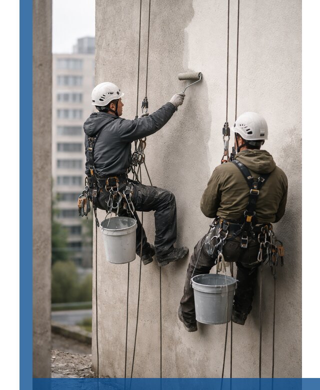 Покраска фасадов высотными альпинистами в Новом Уренгое с гарантией