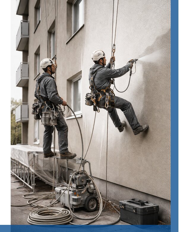 Безвоздушная покраска фасада в Новом Уренгое от 229 р/м² | ВЫСОТНИК-Нвг