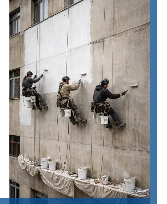 Покраска бетонного фасада в Новом Уренгое от 364 р за м2 | ВЫСОТНИК-Нвг