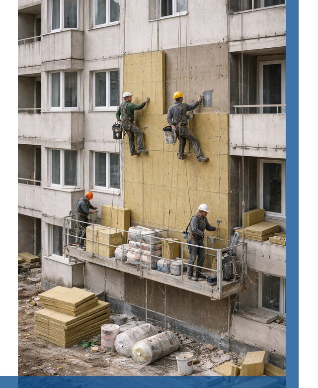 Утепление фасада минватой в Новом Уренгое от 1560 р. | ВЫСОТНИК-Нвг