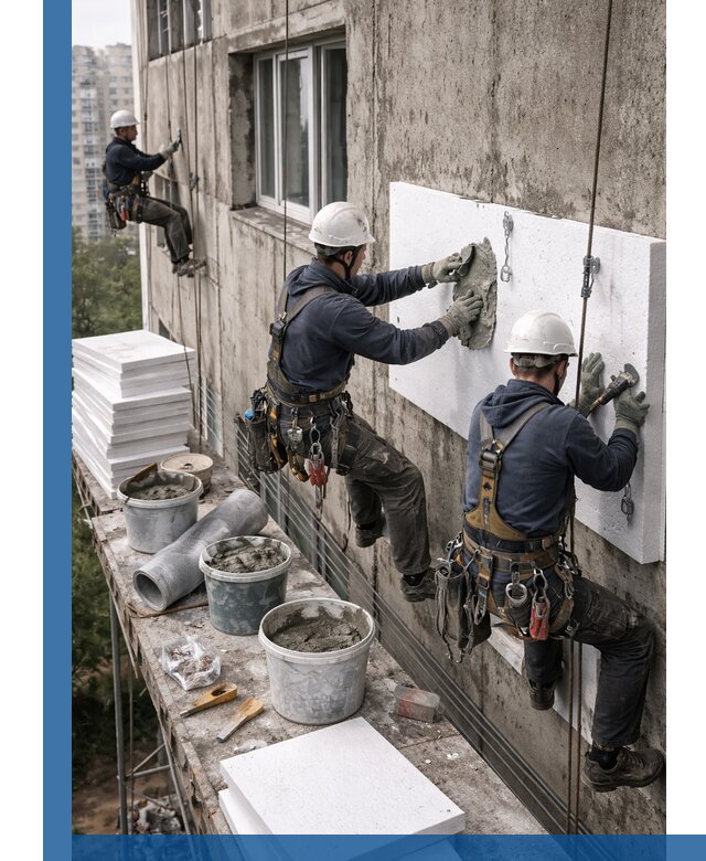 Утепление фасада пенополистиролом в Новом Уренгое под ключ