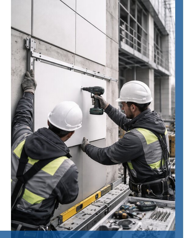 Монтаж композитных панелей фасада в Новом Уренгое от 2600 р. | ВЫСОТНИК-Нвг