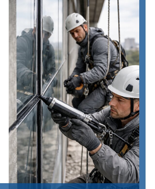 Герметизация витражных швов в Новом Уренгое от 676 р. | ВЫСОТНИК-Нвг