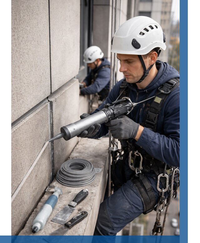 Герметизация деформационных швов фасада в Новом Уренгое от 728 | ВЫСОТНИК-Нвг