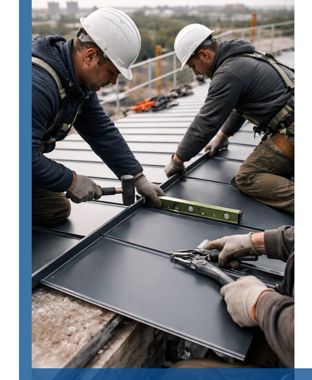 Монтаж фальцевой кровли в Новом Уренгое для промышленных зданий