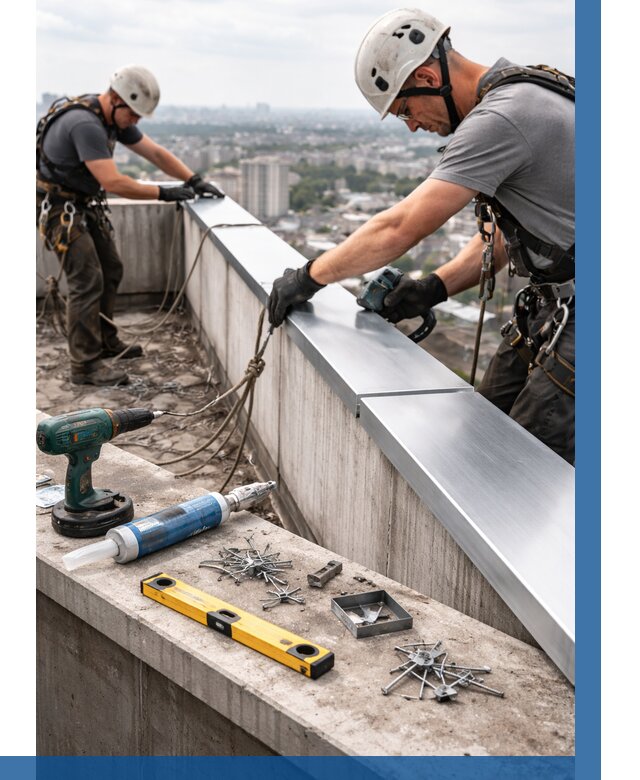 Монтаж парапетных крышек в Новом Уренгое от 832 р. | ВЫСОТНИК-Нвг