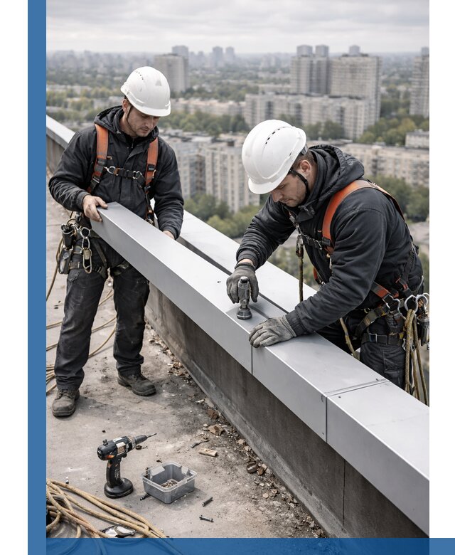 Монтаж парапетных крышек и ограждений кровли в Новом Уренгое