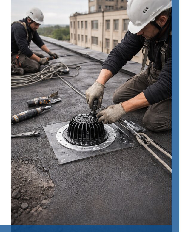 Установка водосточных воронок в Новом Уренгое цена от 3639 р. | ВЫСОТНИК-Нвг