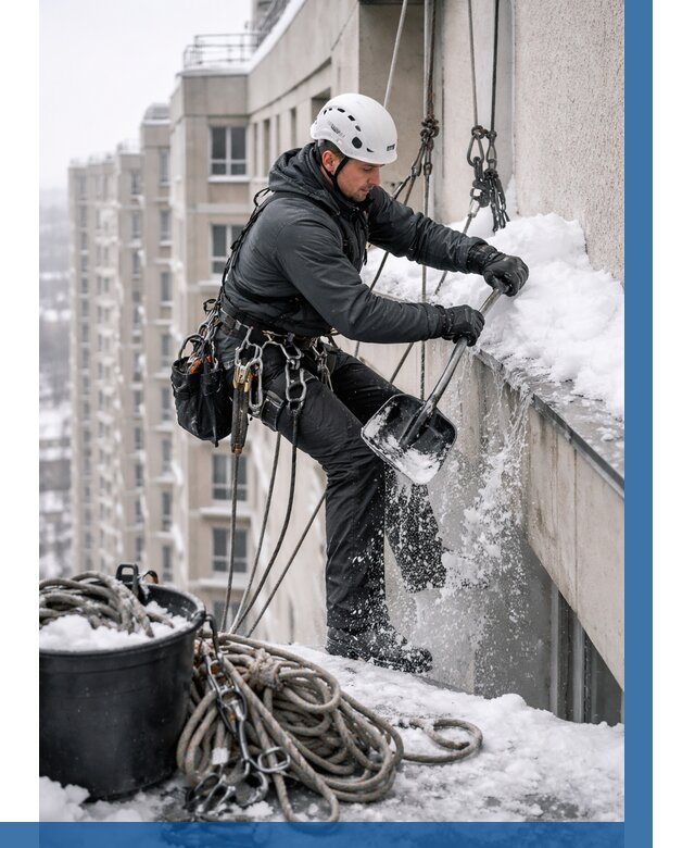 Очистка карнизов от снега в Новом Уренгое от 312 р. | ВЫСОТНИК-Нвг