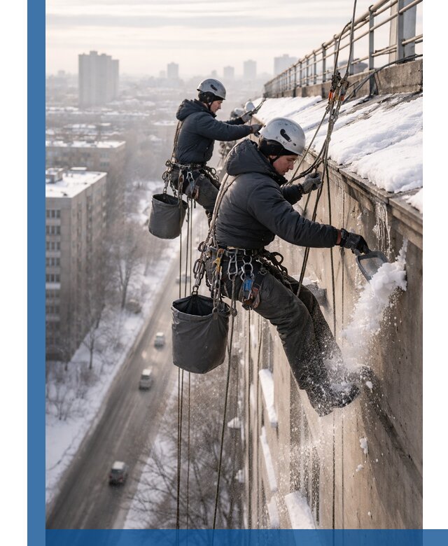 Очистка карнизов от снега в Новом Уренгое профессионально и безопасно