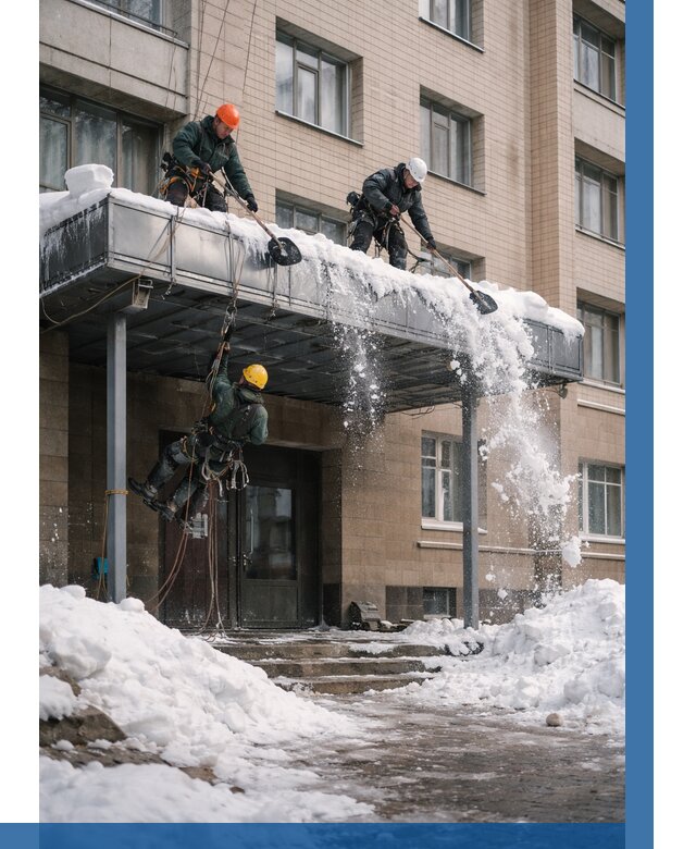 Очистка козырьков от снега в Новом Уренгое от 3639 р. | ВЫСОТНИК-Нвг