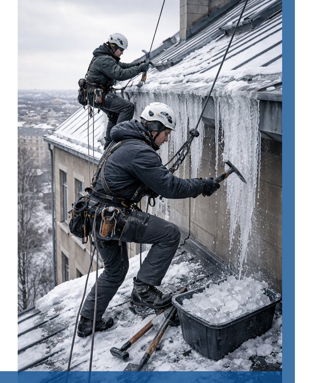 Удаление наледи с кровли в Новом Уренгое от 5719 р. | ВЫСОТНИК-Нвг