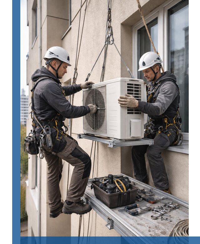 Перенос внешнего блока кондиционера в Новом Уренгое с монтажом и крепежом