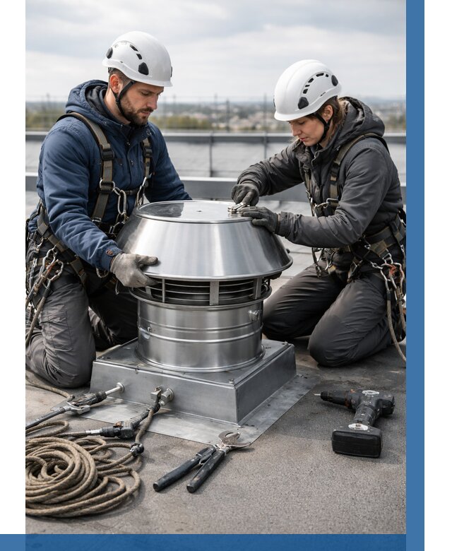 Установка дефлекторов на кровле в Новом Уренгое от 4679 р. | ВЫСОТНИК-Нвг