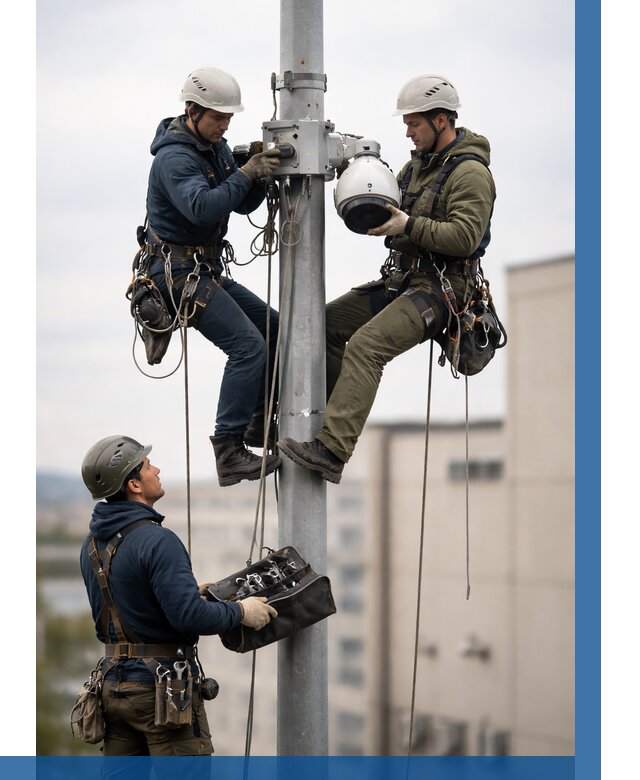 Установка видеокамер на мачте в Новом Уренгое от 8838 р. | ВЫСОТНИК-Нвг
