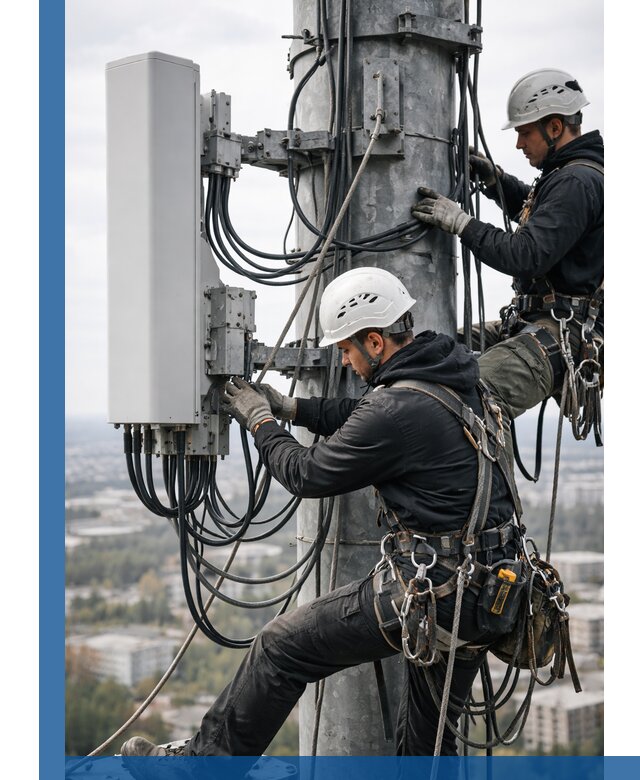 Монтаж оборудования связи на мачте в Новом Уренгое с пусконаладкой