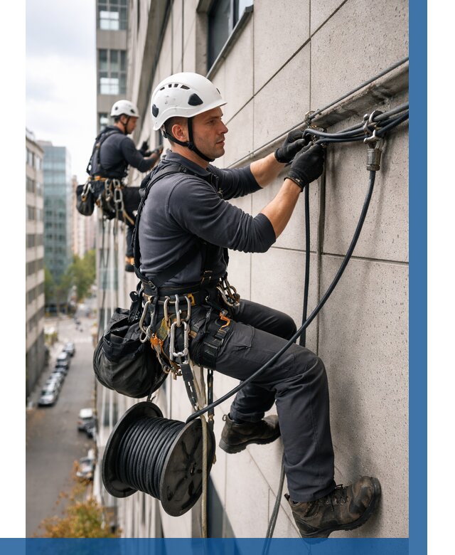 Прокладка кабеля по фасаду в Новом Уренгое от 364 р. | ВЫСОТНИК-Нвг