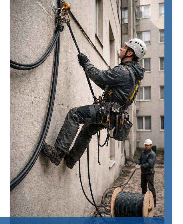 Протяжка кабеля питания на высоте в Новом Уренгое от 468 р. | ВЫСОТНИК-Нвг
