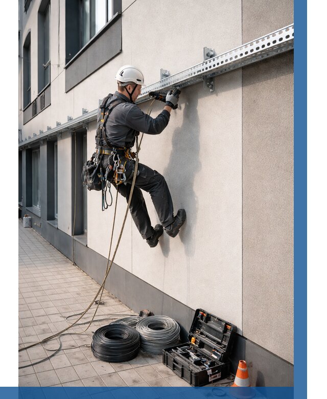 Монтаж кабельных лотков на фасаде в Новом Уренгое от 1248 р. | ВЫСОТНИК-Нвг