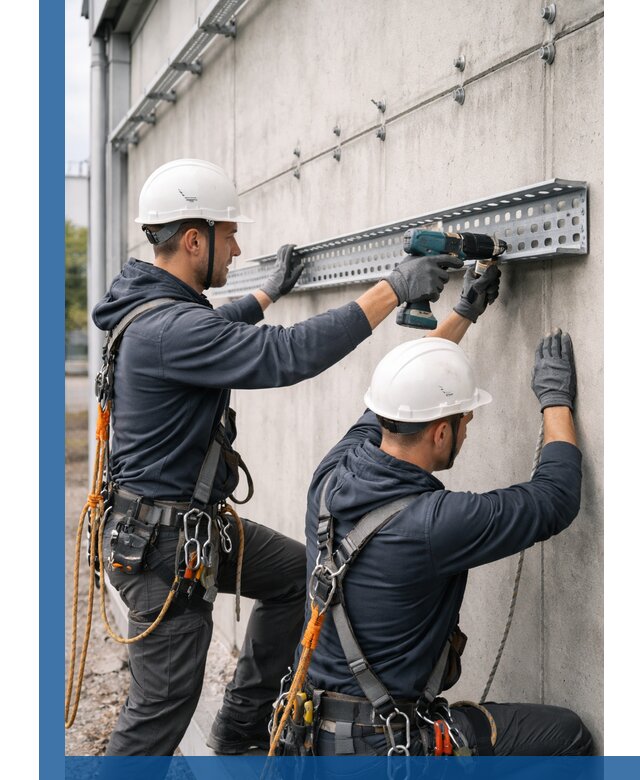 Монтаж кабельных лотков на фасаде зданий в Новом Уренгое с гарантией