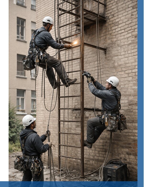 Ремонт пожарной лестницы в Новом Уренгое от 7799 р. | ВЫСОТНИК-Нвг