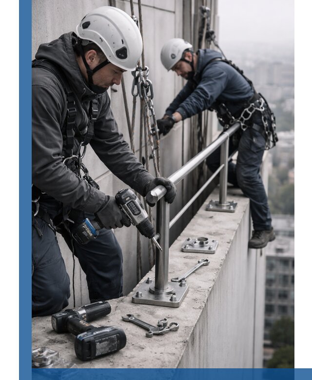 Монтаж перил на высоте в Новом Уренгое для жилых и промобъектов