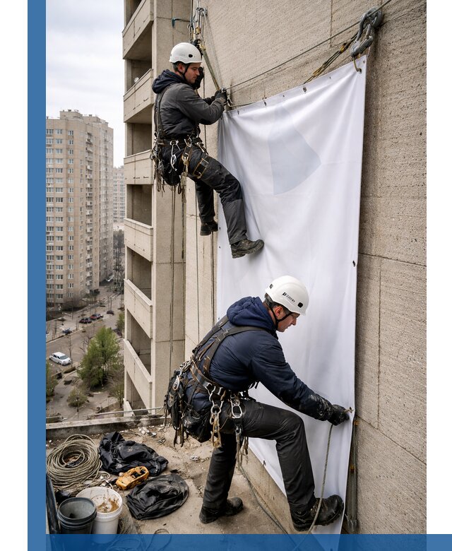 Профессиональный монтаж баннеров на фасаде в Новом Уренгое