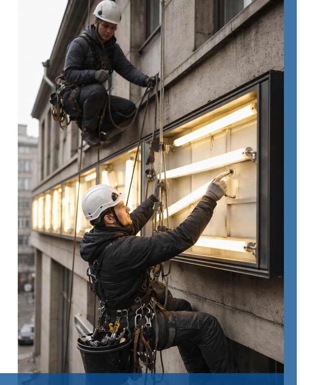 Замена ламп в вывеске в Новом Уренгое под ключ от 3639 р. | ВЫСОТНИК-Нвг