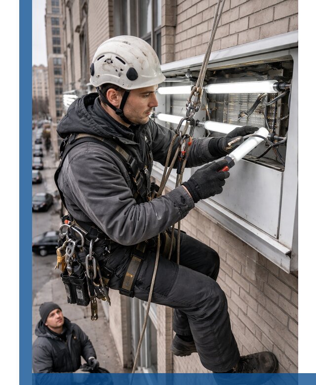 Профессиональная замена ламп в наружной вывеске в Новом Уренгое