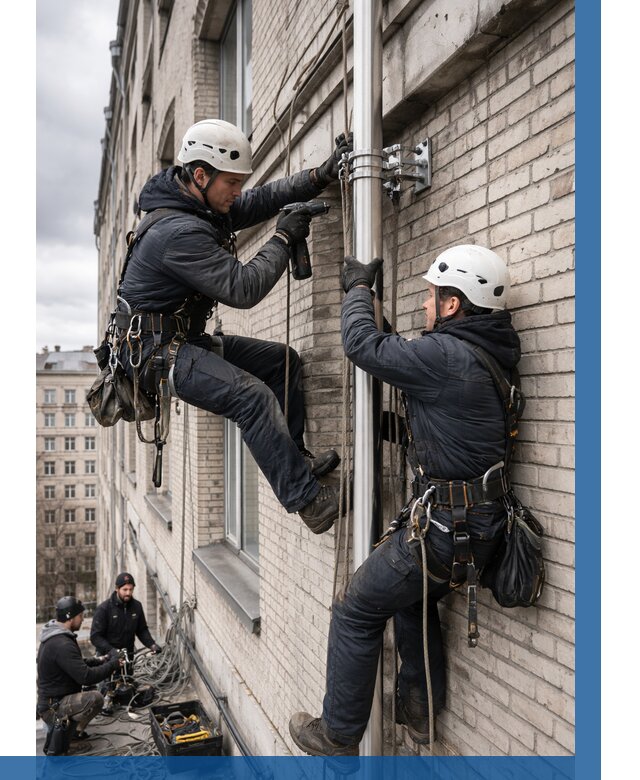 Монтаж флагштока на здании в Новом Уренгое от 6759 р. | ВЫСОТНИК-Нвг