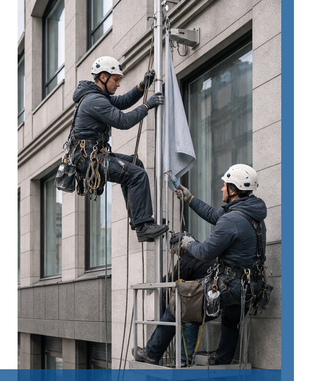 Установка флагов на фасаде в Новом Уренгое от 4679 р. | ВЫСОТНИК-Нвг