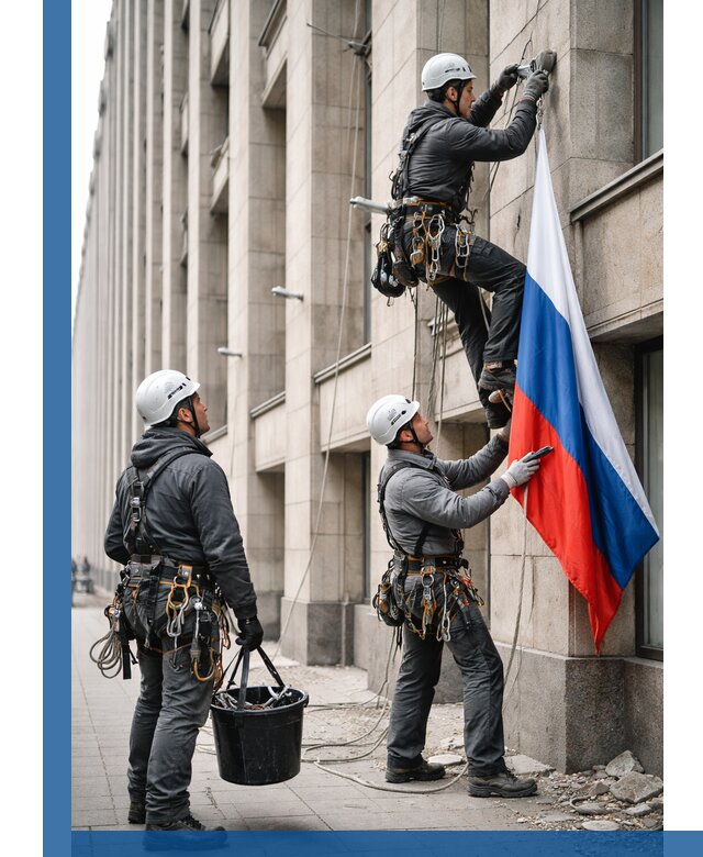 Профессиональная установка флагов на фасаде в Новом Уренгое