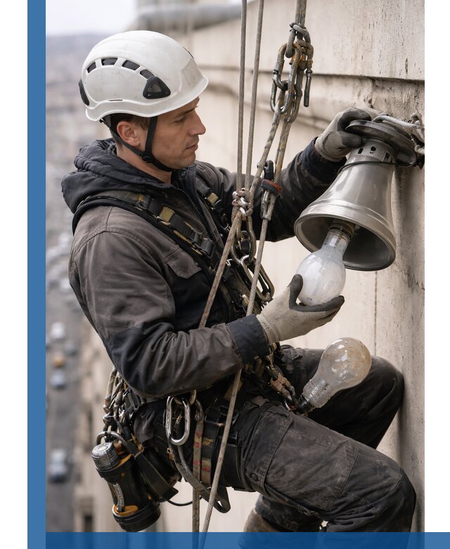 Замена ламп на высоте в Новом Уренгое профессионально и быстро