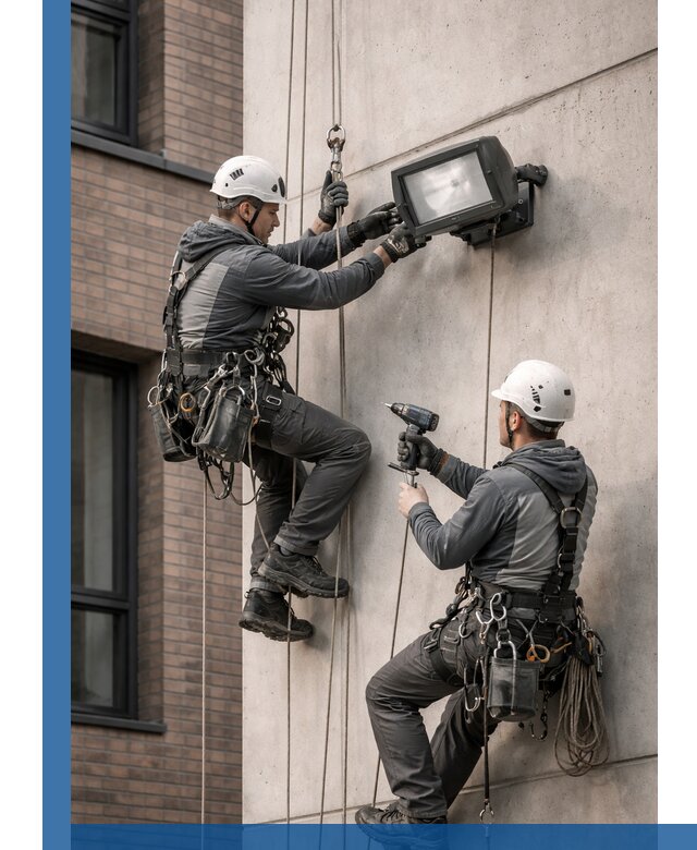 Профессиональный монтаж фасадных прожекторов в Новом Уренгое под ключ