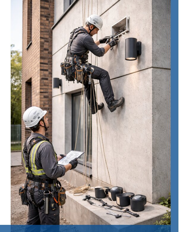 Монтаж фасадного освещения в Новом Уренгое от 2600 р. | ВЫСОТНИК-Нвг