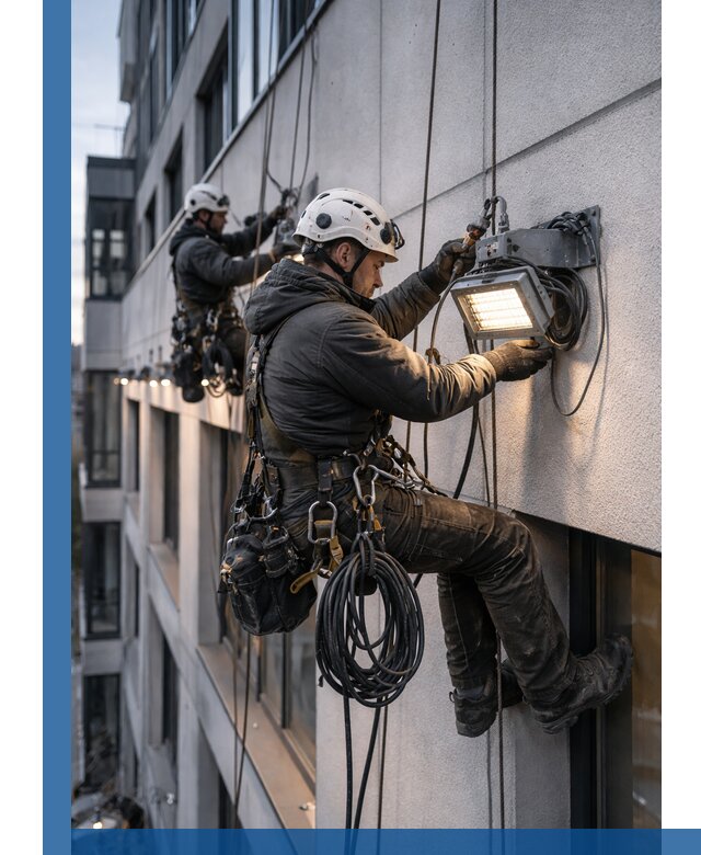 Монтаж фасадного освещения в Новом Уренгое установка и подключение