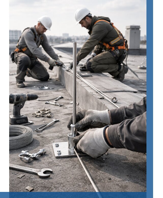 Монтаж молниезащиты на кровле в Новом Уренгое цена от 25995 р. | ВЫСОТНИК-Нвг