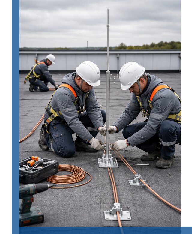 Монтаж молниезащиты на кровле в Новом Уренгое под ключ с гарантией