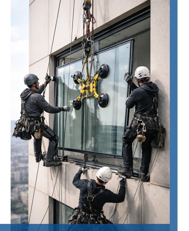 Монтаж стеклопакетов на высоте в Новом Уренгое от 3327 р. | ВЫСОТНИК-Нвг