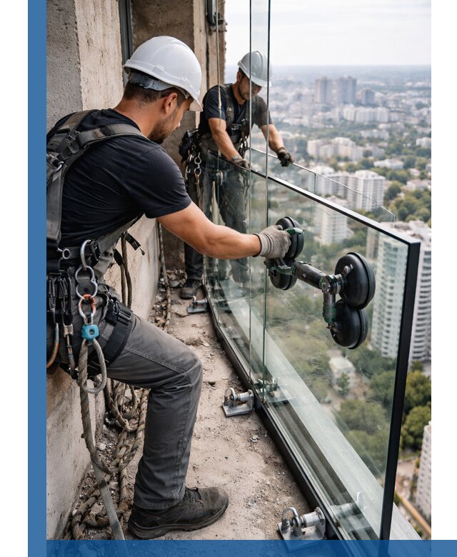 Монтаж стеклянных ограждений под ключ с гарантией в Новом Уренгое