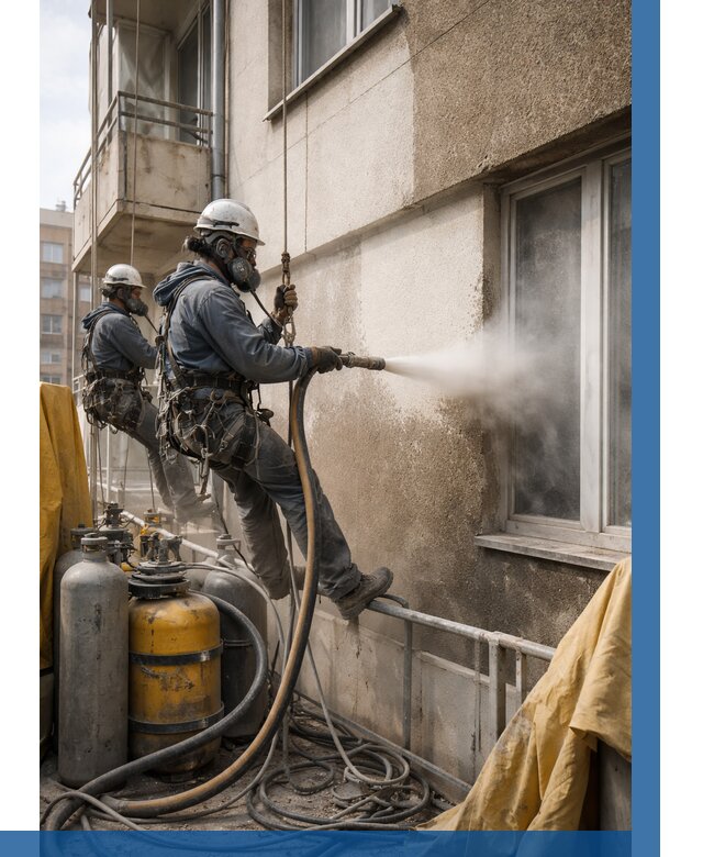 Пескоструйная очистка фасада в Новом Уренгое от 676 р. | ВЫСОТНИК-Нвг