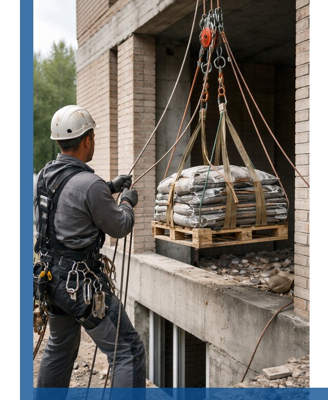 Подъем материалов на этаж веревками в Новом Уренгое оперативно